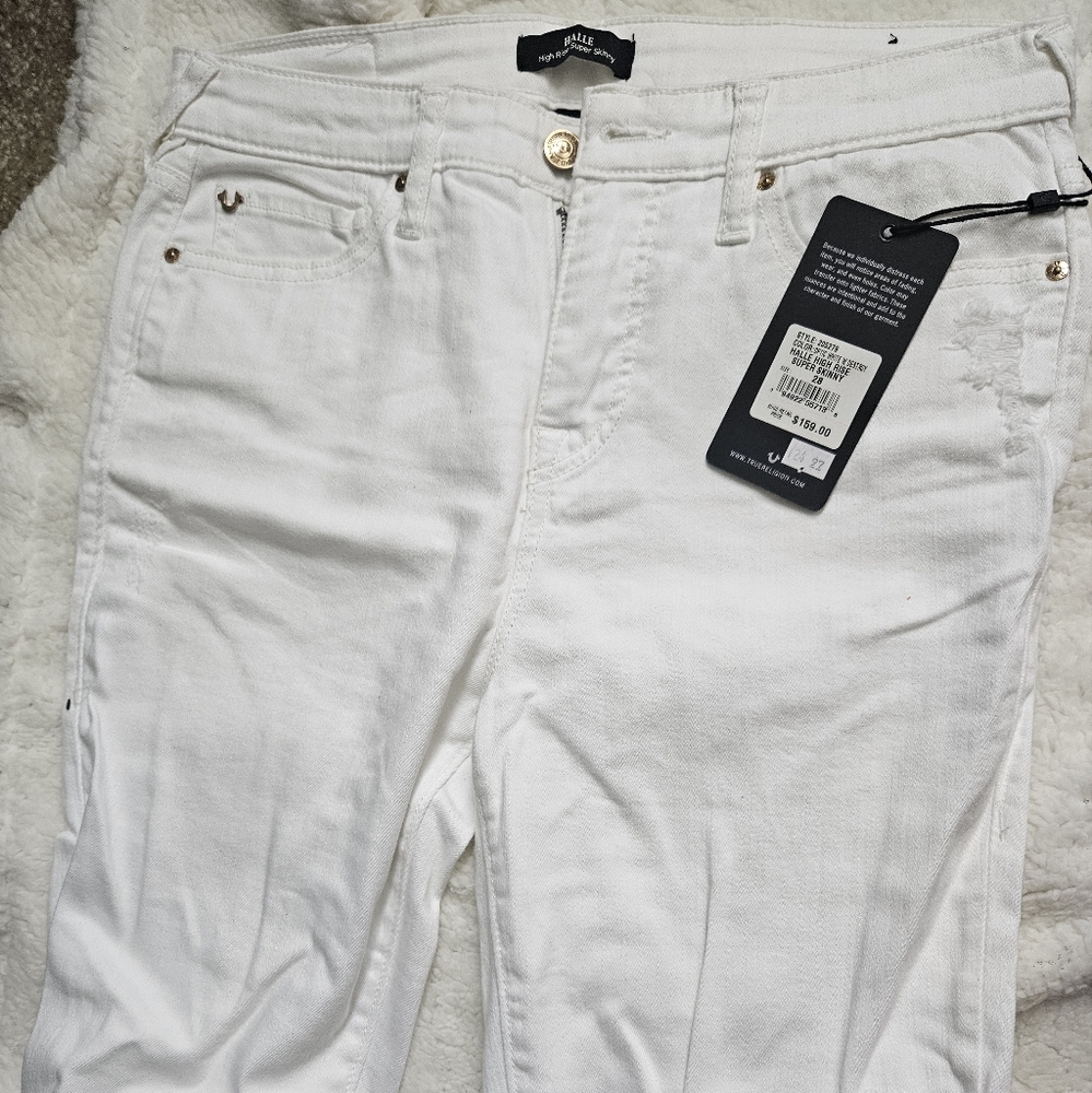 ♡White Halle True Religion Jeans | Light Ripped | Skinny Jeans | High / Mid Rise - Picture 5 of 7